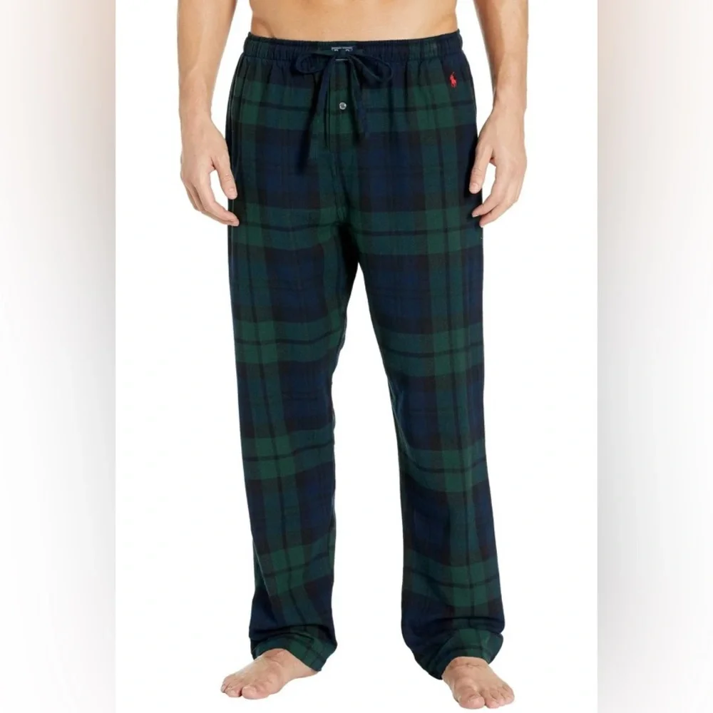 Polo‎ Ralph Lauren Men’s Sz L Green/Navy Plaid Flannel Loungewear Pant